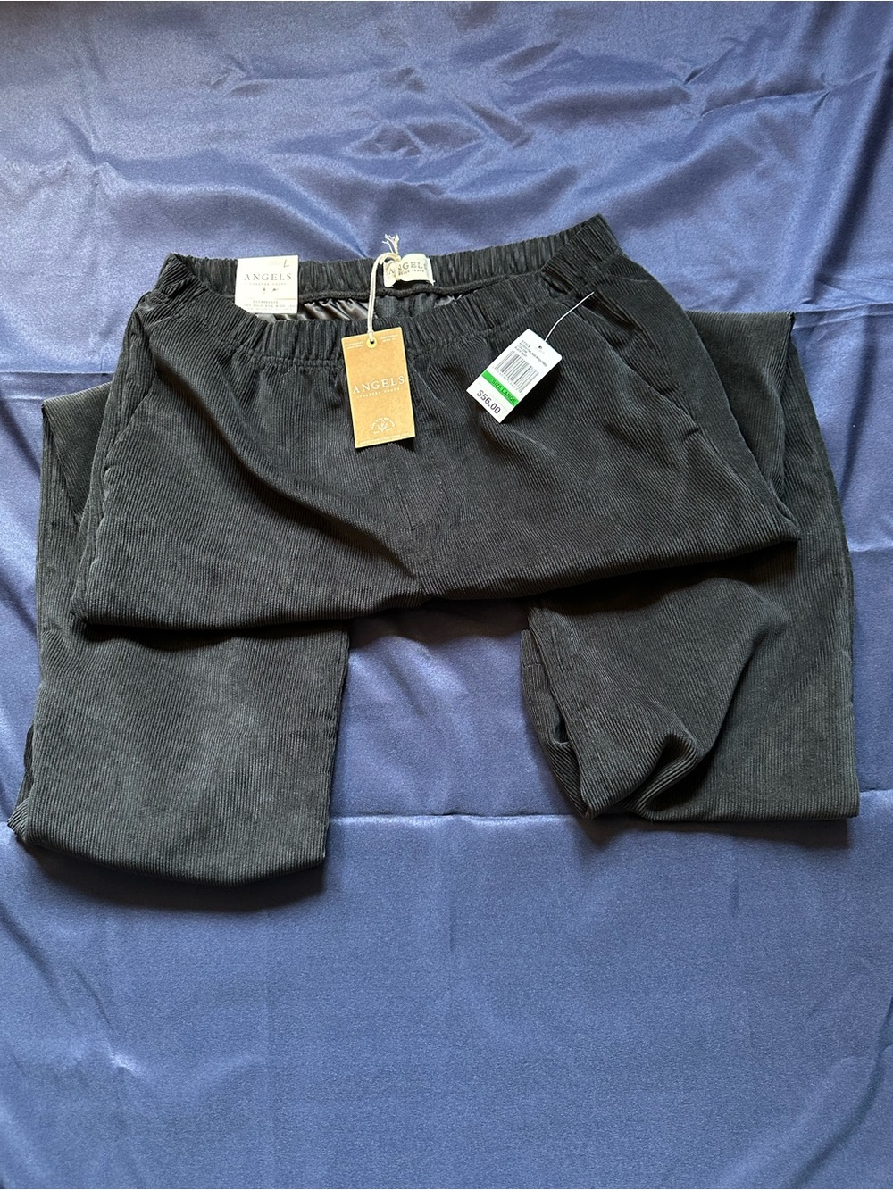 Angels Black Corduroy Ever-breeze sculpt high rise wide leg Pants for Women